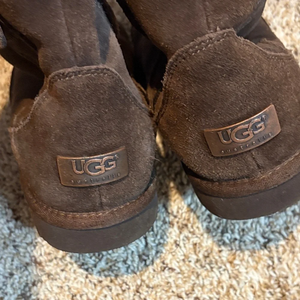 UGG Chocolate Suede Boots with Fur Lining